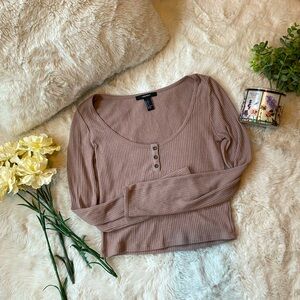 Low cut long sleeve crop top in dusty purple women’s small.